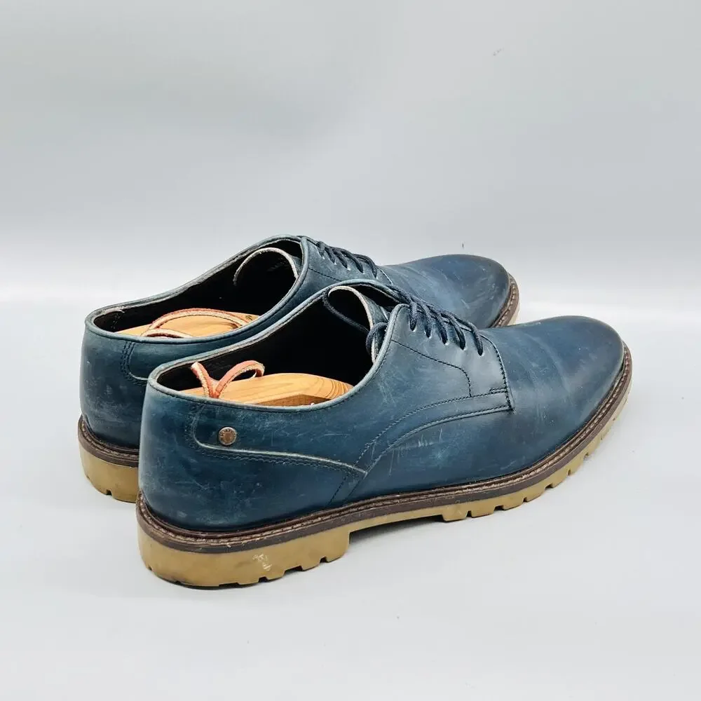 Base London Shoes Mens 11 Blue Leather Bunker Casual Sneakers Comfort Walking